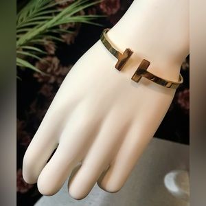 Gold Tone Stainless Steel Hinge Bangle